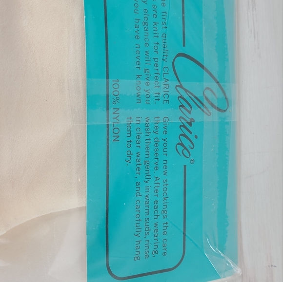 Vtg Clarice Off White Stockings Sheer 9-10 Hosiery Seamless Stretch Agilon NOS - Picture 4 of 4